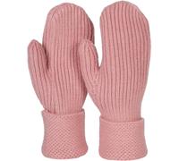 styleBREAKER Women's Winter Knitted Mittens Unicoloured with patterned cuff, warm mittens, knitted gloves 09010046, Colour:Old Rose