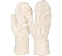 styleBREAKER Women's Winter Knitted Mittens Unicoloured with patterned cuff, warm mittens, knitted gloves 09010046, Colour:Cream