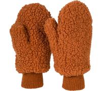 styleBREAKER Women's winter mittens in teddy fur look, warm gloves, thermal fleece lining, knitted gloves 09010044, Colour:Terracotta