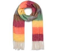 styleBREAKER Women's woven knitted scarf with wide colourful stripes and thick fringes - Warm winter scarf, multicoloured 01017160, Colour:Multicolor