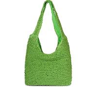 styleBREAKER Womens Woven Paper Straw Bucket Bag,Green