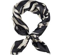 styleBREAKER Women's Zebra Pattern & Striped Scarf | 70x70 cm Square Soft Satin Neckerchief | Versatile Bandana & Headscarf for Spring & Summer, Black-Beige
