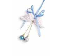 StyleC Angel Wings Car Air Freshener Hanging Diffuser, Ceramic Aromatherapy Ornament, Essential Oil Car Scent Pendant, Meaningful Gift Idea (White/Blue)