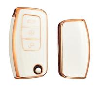 StyleC Car Key Cover Case compatible with Ford Fiesta Kuga Mondeo Focus Zetec 3 Button Remote (Ivory Gold)