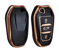 StyleC Car Remote Key Cover Compatible With Citroen and Peugot Keyless Entry (Black Gold)