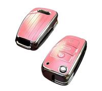 StyleC Key Cover compatible with Audi A1 A3 S3 A4 S4 A5 S5 A6 S6 TT Q5 Q7 R8 Case Remote Flip Key Fob 3 Button (A - Pink)