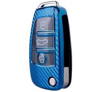 StyleC Key Cover compatible with Audi A1 A3 S3 A4 S4 A5 S5 A6 S6 TT Q5 Q7 R8 Case Remote Flip Key Fob 3 Button (Blue)