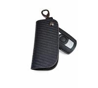 StyleC Key Fob Cover Compatible with BMW 1 3 5 Series X1 X3 X5 X6 E60 E90 E70 Z4 - TPU Remote Key Case, Smart Keyless Protector (Black Leather)