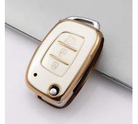 StyleC Remote Flip Car Key Cover compatible with Hyundai Protecting Case (White Gold)