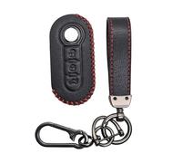 StyleC REMOTE FLIP KEY COVER COMPATIBLE WITH FIAT 500 PANDA PUNTO BRAVO STILO LANCIA 3 BUTTON LEATHER KEY PROTECTOR (Black)
