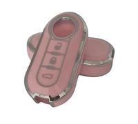 StyleC REMOTE FLIP KEY COVER COMPATIBLE WITH FIAT 500 PANDA PUNTO BRAVO STILO LANCIA 3 BUTTON (Pink Silver)