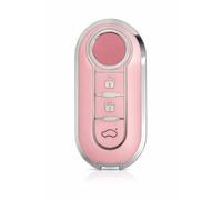 StyleC Remote Flip Key Cover compatible with FIAT 500 Panda Punto Bravo Stilo & Lancia | 3-Button TPU Protective Case (Pink Silver)
