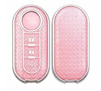 StyleC Remote Flip Key Cover compatible with FIAT 500 Panda Punto Bravo Stilo & Lancia | 3-Button TPU Protective Case (Pink)