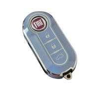 StyleC Remote Flip Key Cover compatible with FIAT 500 Panda Punto Bravo Stilo & Lancia | 3-Button TPU Protective Case (Blue Silver)