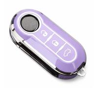 StyleC Remote Flip Key Cover compatible with FIAT 500 Panda Punto Bravo Stilo & Lancia | 3-Button TPU Protective Case (Purple Silver)