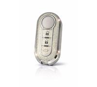 StyleC Remote Flip Key Cover compatible with FIAT 500 Panda Punto Bravo Stilo & Lancia | 3-Button TPU Protective Case Silver
