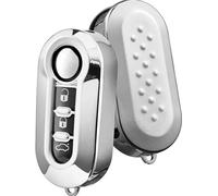 StyleC Remote Flip Key Cover compatible with FIAT 500 Panda Punto Bravo Stilo & Lancia | 3-Button TPU Protective Case (Silver)