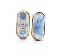 StyleC Remote Flip Key Cover compatible with FIAT 500 Panda Punto Bravo Stilo & Lancia | 3-Button TPU Protective Case (Blue Marble)