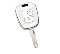 Stylec Remote Key Case Cover compatible with Peugeot and Citroen 2 Button (White Silver)
