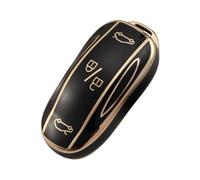 StyleC Remote TPU Car Key Case Full Cover Fob Holder Shell compatible with Tesla Model 3 S Y (Black Gold)