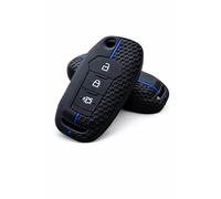 StyleC Silicone Key Cover Compatible with Ford Ranger, C-Max, S-Max, Focus, Mondeo & Transit - Car Key Protector Case (Black/Blue)