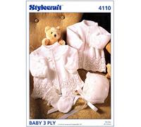 Stylecraft 4110 Knitting Pattern Jackets, Bonnet and Mitts in Wondersoft 3 Ply