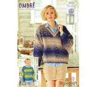Stylecraft 9218 Knitting Pattern Cable Crew and V Neck Jumpers in Stylecraft Ombre