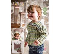 Stylecraft 9280 Knitting Pattern Baby Child Sweater Hat & Bootees in Lullaby Print and Lullaby DK