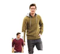 Stylecraft 9877 Aran Mens Sweaters Knitting Pattern Green