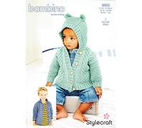 Stylecraft Bambino DK Pattern 9605 Jackets - 2 Easy Cable Designs: Easy Cable Hooded & Collared - Size 41/46-61/66cm, 16/18-24/26in, 6 Months to 7 Years
