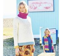 Stylecraft Bellissima Double Knitting Pattern 9633 - Crochet Moss Stitch Sweater and Shell Stitch Scarf, 81/86-122/127cm, 32/34-48/50in, 2 Crochet Designs Includes Larger Sizes