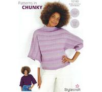 Stylecraft Chunky Knitting Pattern Pamphlet - 10180 Ladies Sweaters (32/34-48/50in) 2 Easy Knit Designs