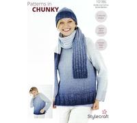 Stylecraft Chunky Knitting Pattern Pamphlet - 10186 Ladies Sweater, Hat & Scarf (32/34-48/50in)