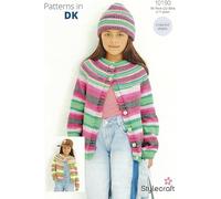 Stylecraft DK Knitting Pattern Pamphlet - 10190 Children's Cardigan & Hat (2-11years) 2 Easy Knit Designs