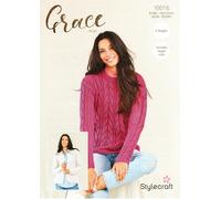 Stylecraft Grace Aran Knitting Pattern - 10016 Ladies Sweater & Cardigan