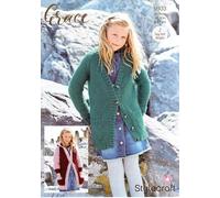 Stylecraft Grace Aran Knitting Pattern - 9933 Children's Long Cardigan & Hooded Jacket