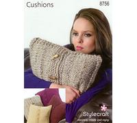 Stylecraft Knitting Pattern 8756 for Cushions Using Classique Cotton DK, Life Chunky, Life Super Chunky & Swift Knit Wool. by Stylecraft