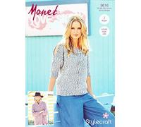 Stylecraft Monet Aran Knitting Pattern 9616 Sweater and Cardigan - 81/86-122/127cm, 32/34-48/50in, 2 Designs, Includes Larger Sizes