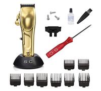 Professional Men's Hair Clipper Saber Stylecraft by Gamma Più, Brushless Motor, 6 Hours Wireless Operation, Adjustable Blade, 8 Combs, Solid Metal Body