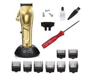 STYLECRAFT Professional Men's Hair Clipper Saber by Gamma Più, Brushless Motor, 6 Hours Wireless Operation, Adjustable Blade, 8 Combs, Solid Metal Body