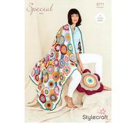 Stylecraft Special Aran Crochet Pattern - 9771 Playful Posy Blanket & Cushion