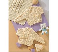 Stylecraft Wondersoft Aran Knitting Pattern 4772 - Baby Round & V neckCardigan, Blanket & Mitts. Sizes 30cm - 56cm (12-22inch) Cream