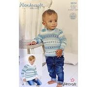Stylecraft Wondersoft Double Knitting Prints Pattern 9634 Sweater and Hoodie - 46-66cm, 18-26in, 6months-7 Years, 2 Easy Knit Designs