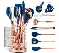 STYLED SETTINGS Navy & Rose Gold Silicone Set with Holder, Blue & Copper