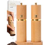 Styled Settings Wooden Salt and Pepper Grinder Set, Light Wood