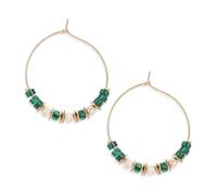 StyleJella Boho Handmade Natural Stone Beaded Hoop Earrings for Women - Lightweight Hypoallergenic Trendy Summer Beach Accessories, Fashion Jewelry Gift, Brass, No Gemstone