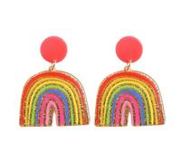StyleJella Boho Rainbow Layered Tassel Dangle Drop Earrings for Women - Trendy Handmade Bohemian Tiered Lightweight Fringe Dangling Earing Accessories Jewelry Gift, Acrylic, No Gemstone