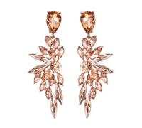 StyleJella Bridal Chandelier Large Crystal Cluster Teardrop Dangle Earrings for Women, Rhinestone Statement Long Drop Wedding Prom Earrings Jewelry, Stainless Steel, No Gemstone