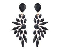 StyleJella Bridal Chandelier Large Crystal Cluster Teardrop Dangle Earrings for Women, Rhinestone Statement Long Drop Wedding Prom Earrings Jewelry, Stainless Steel, No Gemstone