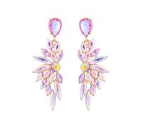 StyleJella Bridal Chandelier Large Crystal Cluster Teardrop Dangle Earrings for Women, Rhinestone Statement Long Drop Wedding Prom Earrings Jewelry, Stainless Steel, No Gemstone